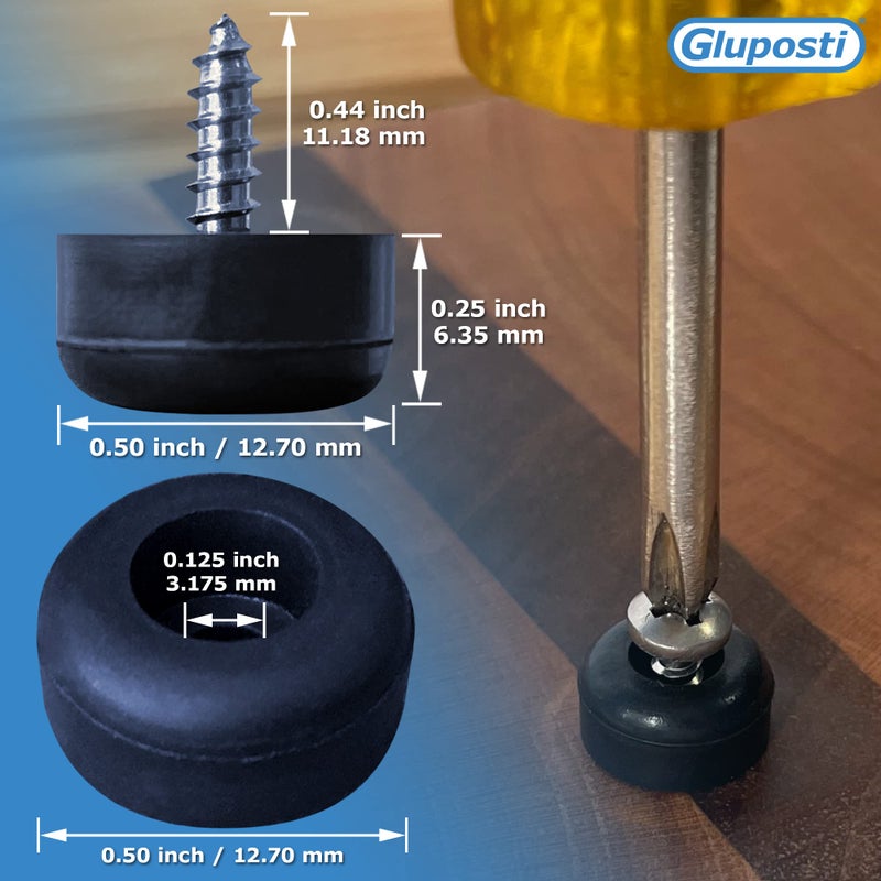 Gluposti 25 Cutting Board Feet with Stainless Screws, 1/2" Soft Non-Slip Rubber Bumpers for Cutting Boards & Electronics - Image 2